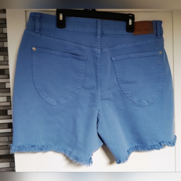 JUDY BLUE women's mid-rise fray hem shorts in sky blue SZ- 1X - Picture 4 of 6